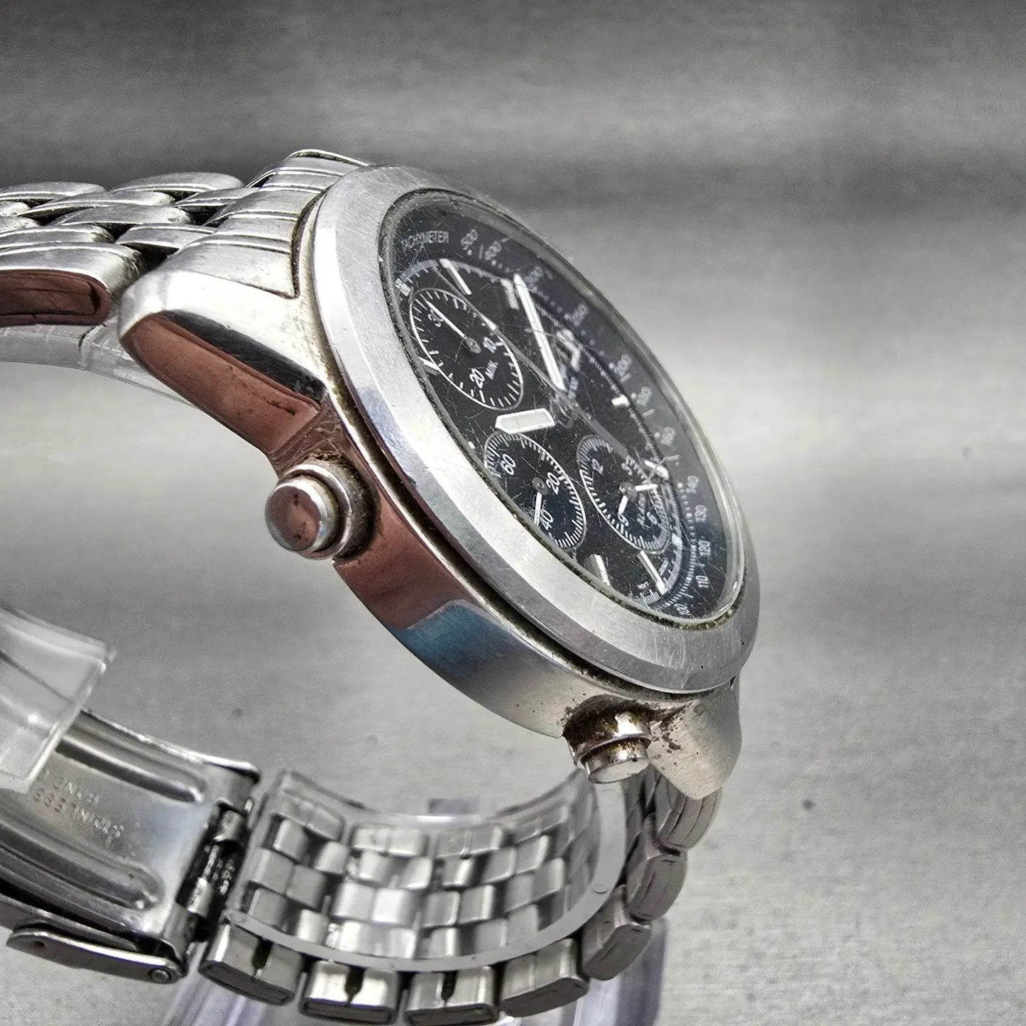 Seiko Sports 100 Chronograph Watch Men 37mm Black Dial Silver 7T32-7D89 New Batt3