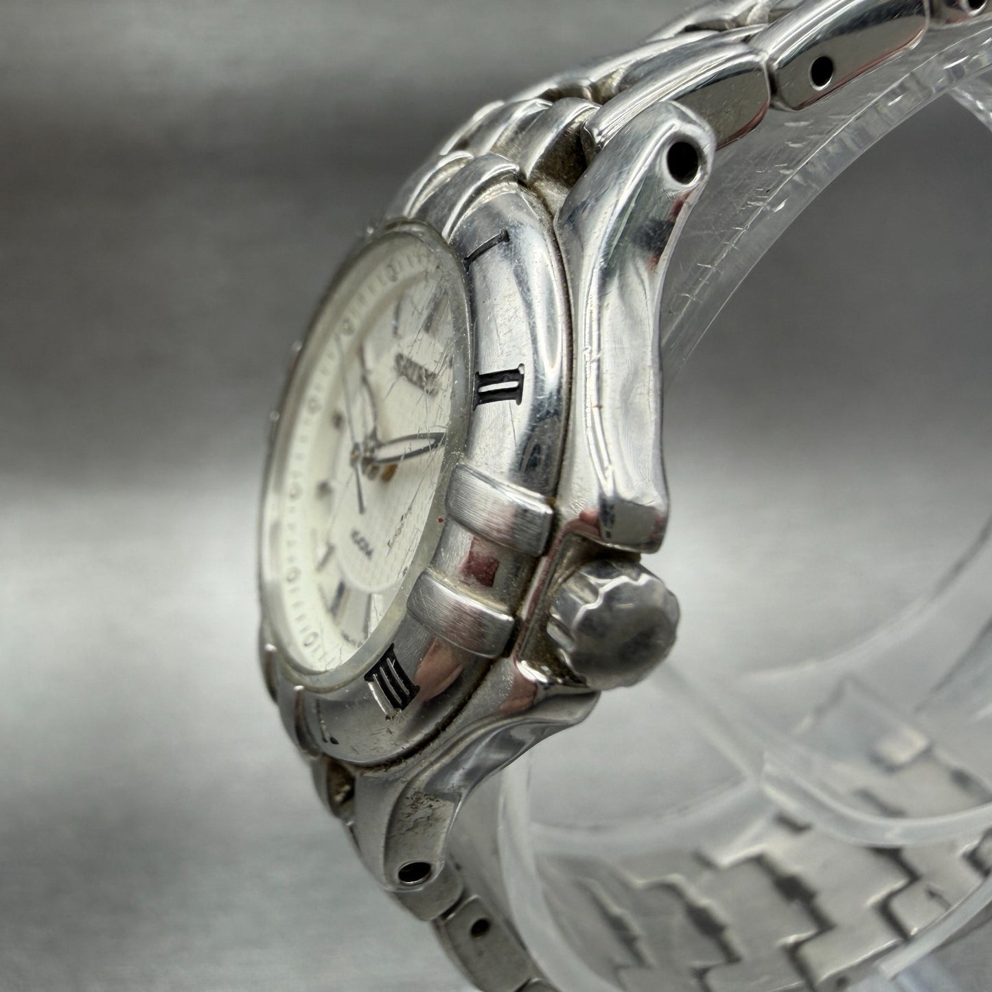 Seiko Dive Watch Women 26mm White Dial Silver Tone Date 7N82-0DP0 New Battery2
