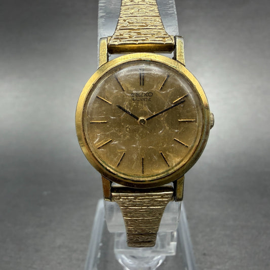 Seiko Watch Women 22mm Champagne Dial Gold Tone Round 2320-0030 New Battery0