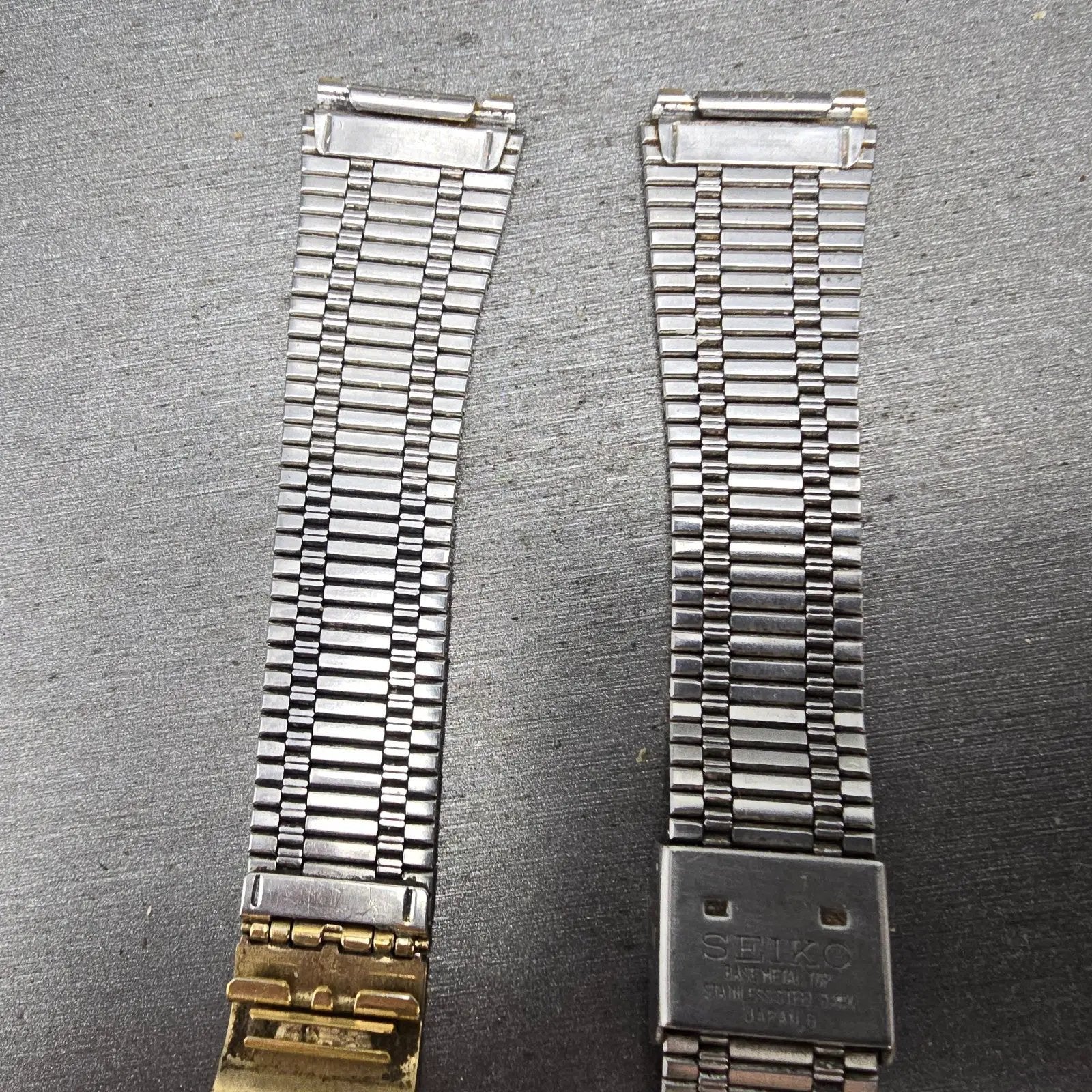 Seiko Bracelet 18mm Stainless Steel Gold Tone Tri Folding Clasp VTG Japan G10168