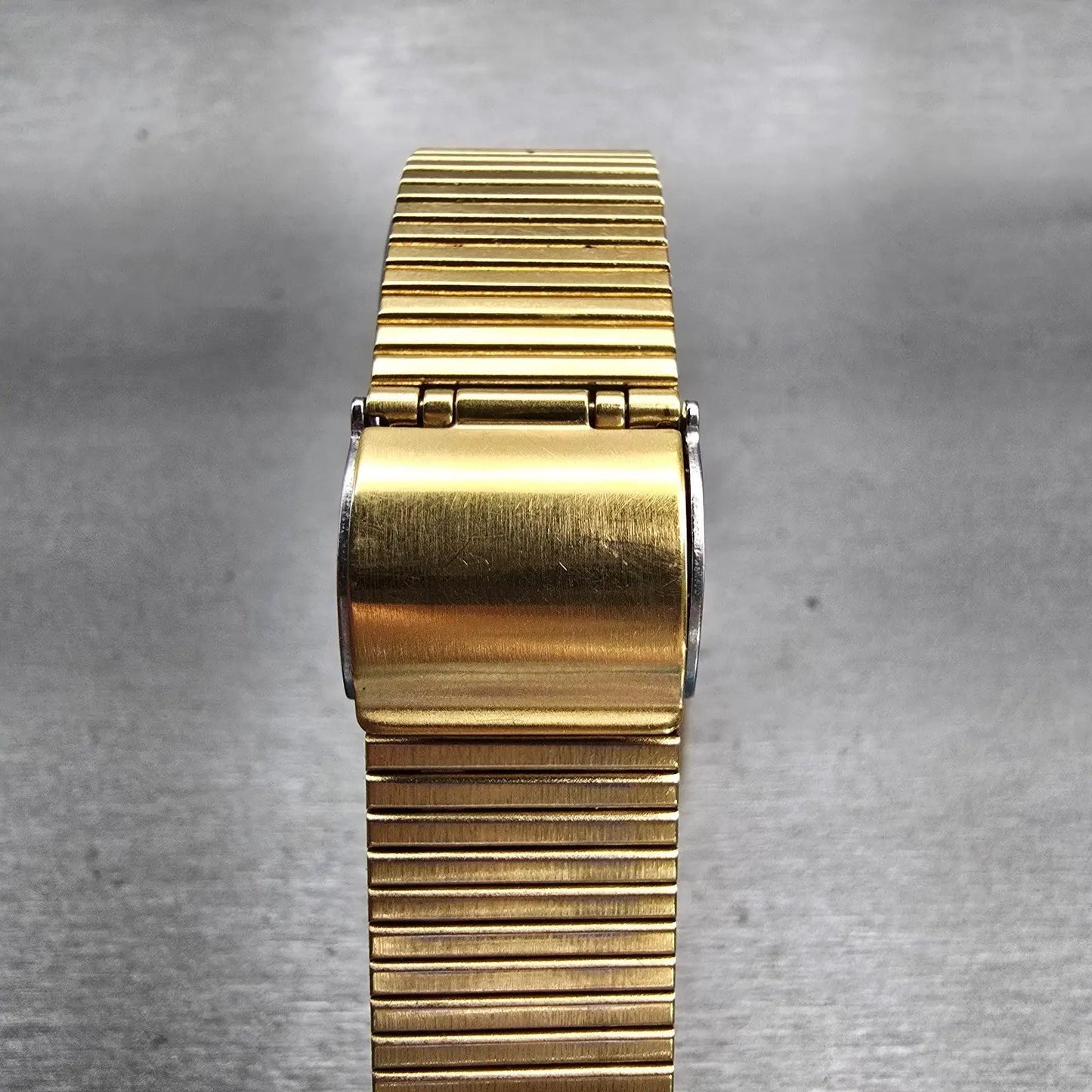 Seiko Watch Men 26mm Gold Dial Gold Tone Rectangle 6530-5080 New Battery Vintage7
