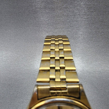 Seiko SQ Watch Men 35mm Champagne Dial Gold Tone Daydate 5y238049 NewBatt READ!4
