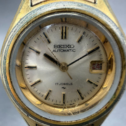 Seiko Automatic Watch Women 25mm Champagne Dial Gold Tone Date 2205-0691 PARTS2