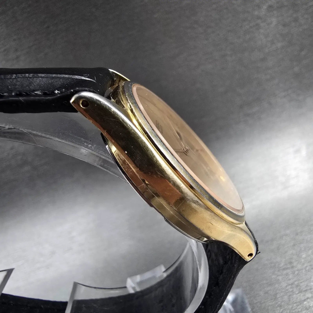 Seiko SQ Watch Men 33mm Gold Dial Gold Tone Daydate Round 5H23-7B09 New BatteryP3
