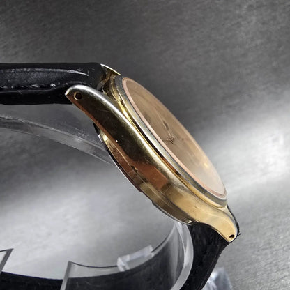 Seiko SQ Watch Men 33mm Gold Dial Gold Tone Daydate Round 5H23-7B09 New BatteryP3