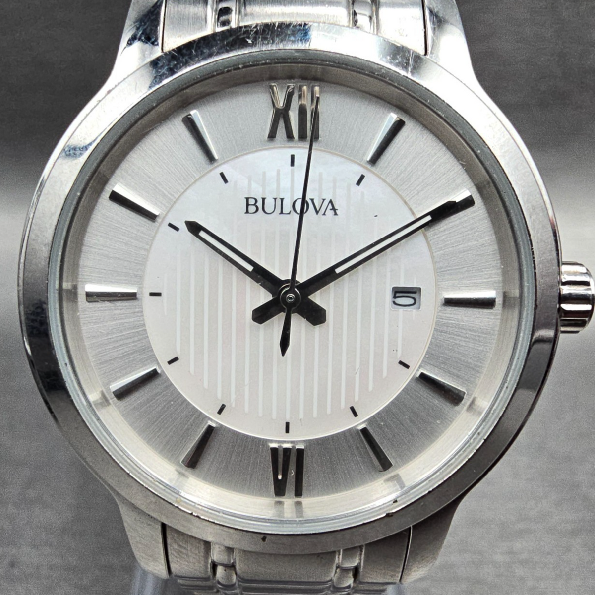Bulova Watch Women 32mm MOP Dial Silver Tone Date Round 96M140 New Battery1