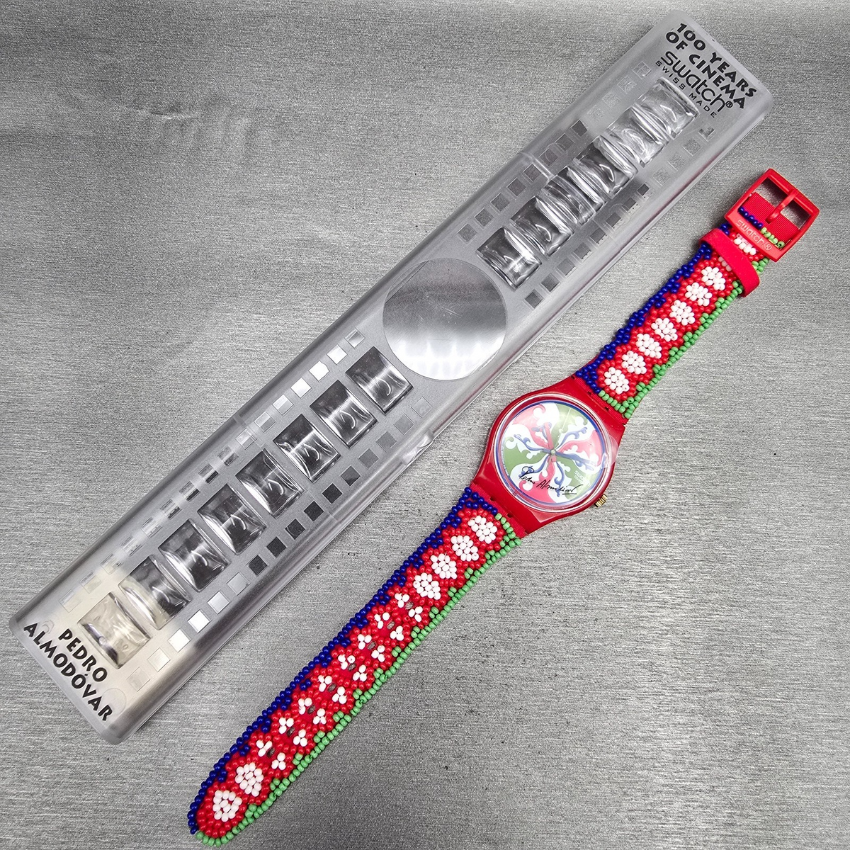 Swatch Special Despite Watch Men 34mm Green Dial Red Case GZ142 New Battery NOS16
