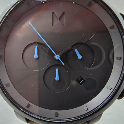 MVMT Chronograph MC02 Watch Men 45mm Black Dial Black Tone Date Round New Batt1