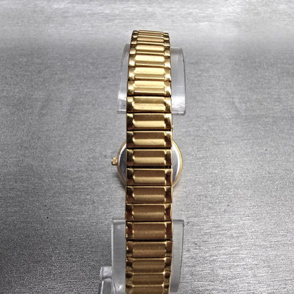 Bulova Watch Women 24mm White Dial Gold Tone Date Round 97M14 New Battery JP237