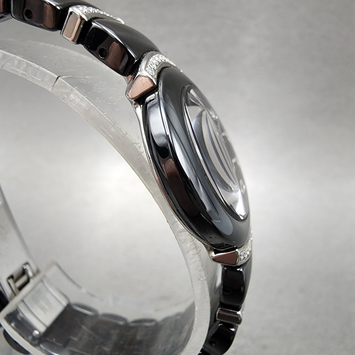 Wittnauer Watch Women 24mm Black Dial Black Ceramic Diamond Accent New Battery3