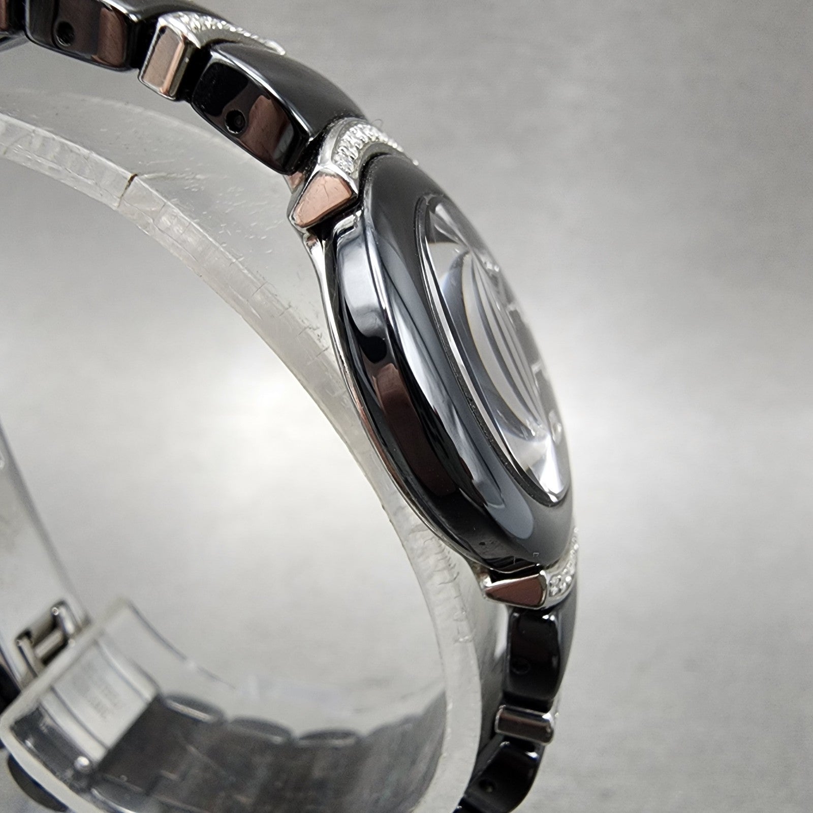 Wittnauer Watch Women 24mm Black Dial Black Ceramic Diamond Accent New Battery3