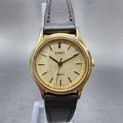 Seiko Spirit Watch Women 23mm Champagne Dial Gold Tone 4n21-0450 New Battery