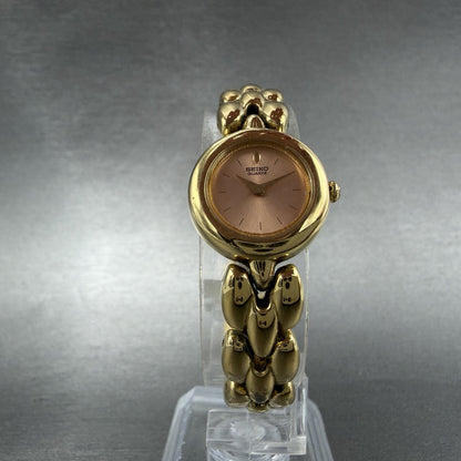 Seiko Watch Women 19mm Pink Dial Gold Tone Round 4N00-1138 New Battery5