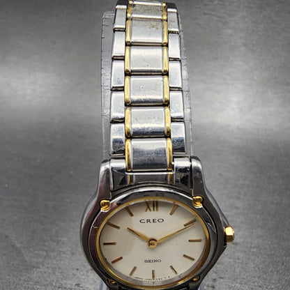 Seiko Creo Watch Women 24mm Cream Dial Two Tone Round 1F200G50 New Battery4