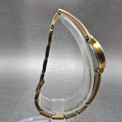 Seiko Solar Watch Women 22mm MOP Dial Gold Tone Round V115-0AW0 Runs Crystals JH7