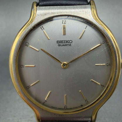Seiko Watch Men 33mm Silver Dial Two Tone Round Vintage 5Y30-7010 New Battery1