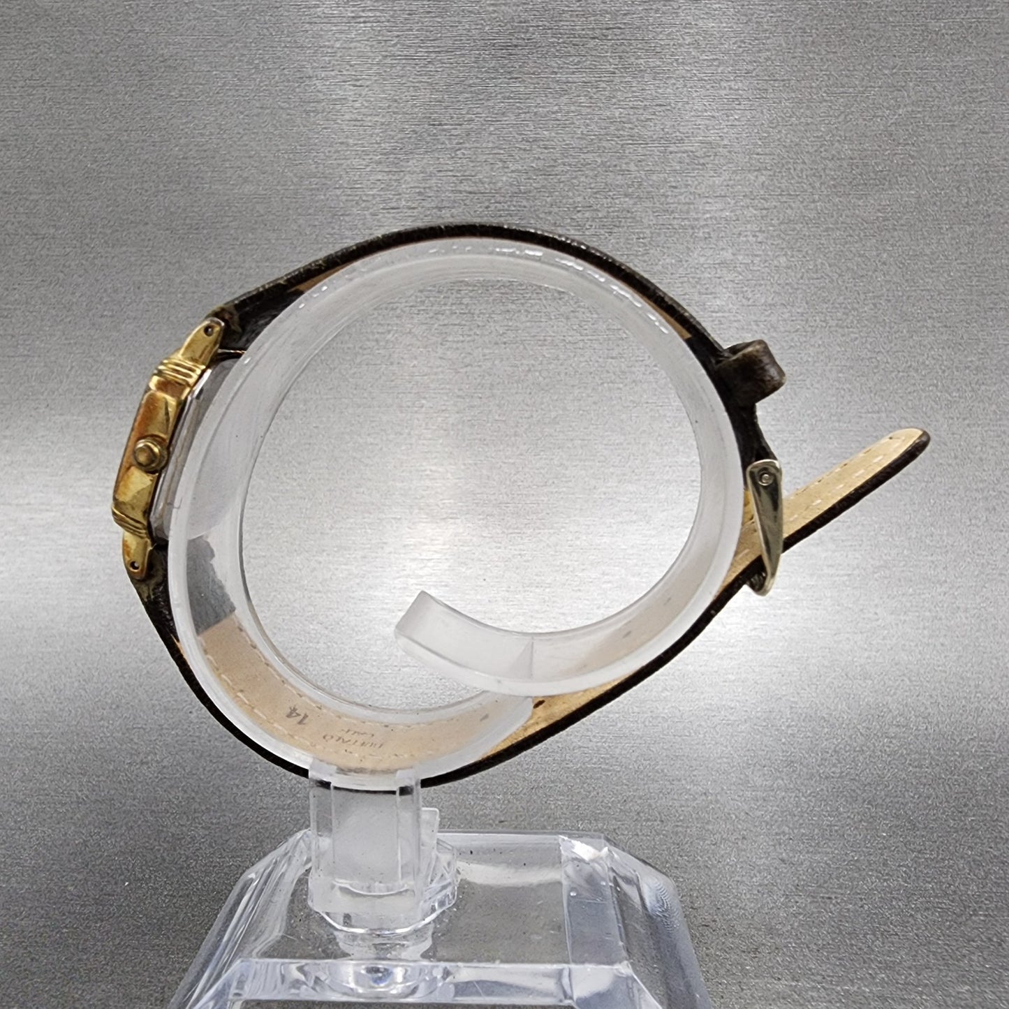 Seiko Watch Women 20mm Black Dial Gold Tone Square 7321507a New Battery6