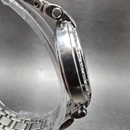Seiko Solar Watch Women 30mm MOP Dial Silver Date Round V137-0BC0 Runs3