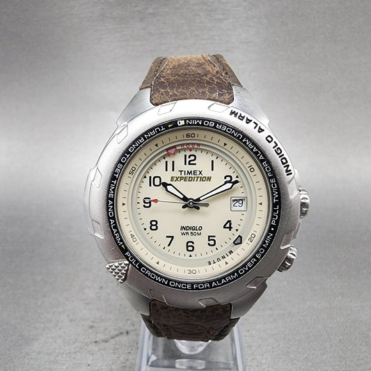 Timex Expedition Shenmue Watch Men 40mm White Dial Silver Tone Alarm NewBat READ0