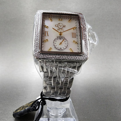 Gevril GV2 Bari Tank Watch Women 31mm MOP Dial Steel Diamond bezel Small Seconds