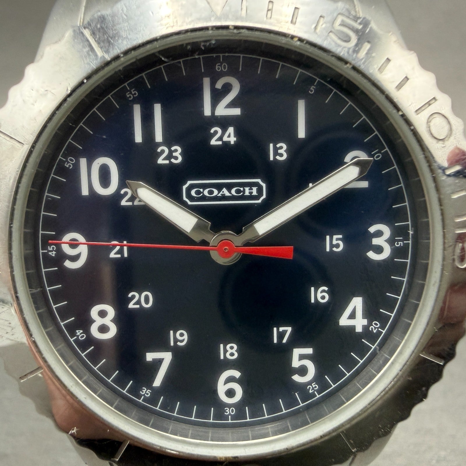 COACH Dive Watch Men 42mm Blue Dial Silver Tone CA.70.2.14.0711 Round New Batt1