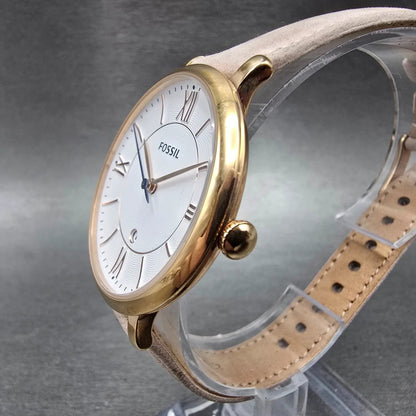 Fossil Watch Women 36mm White Dial Rose Gold Tone Round Date ES4202 New Battery2