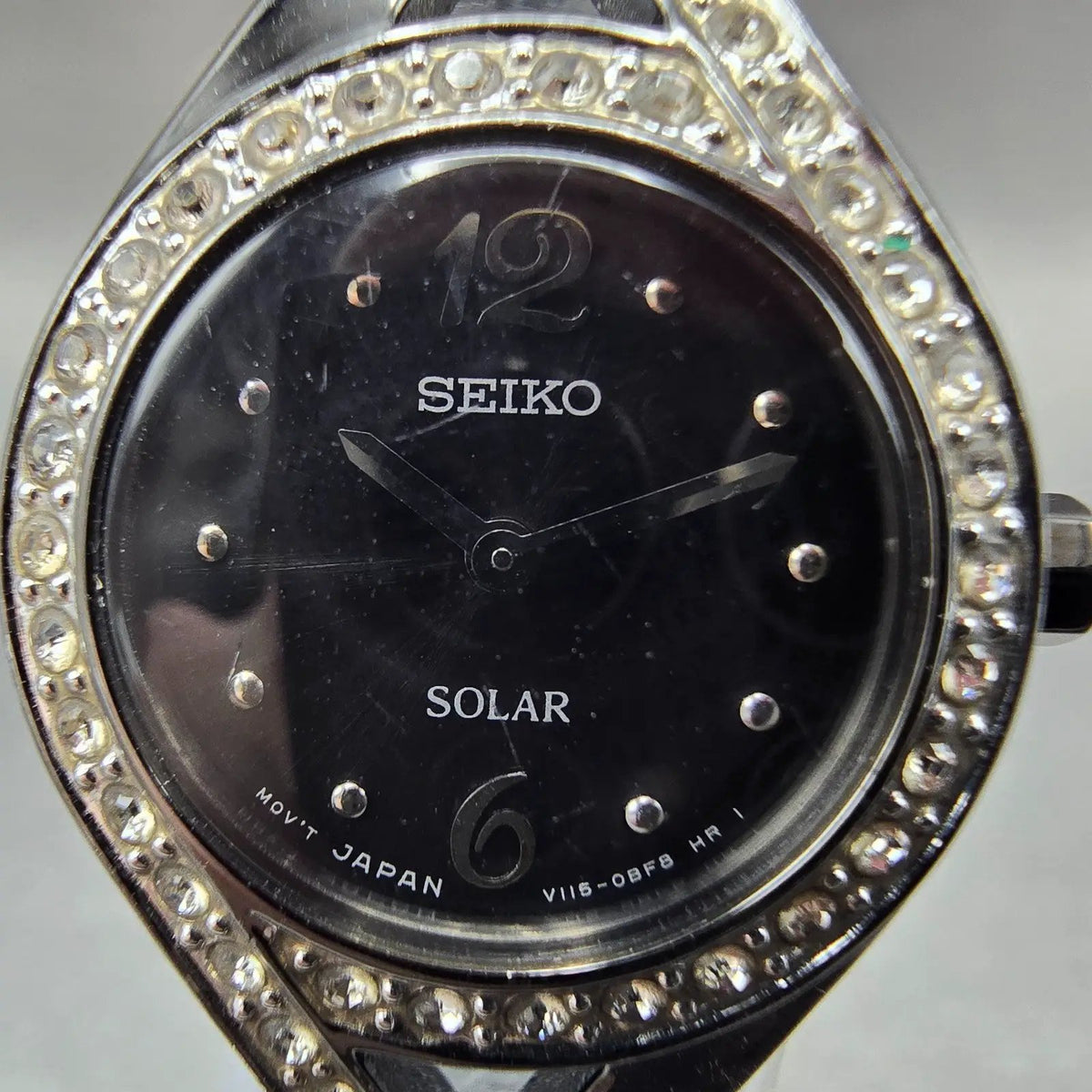 Seiko Solar Watch Women 23mm Black Dial Black Tone Round Crystal Bezel Runs1