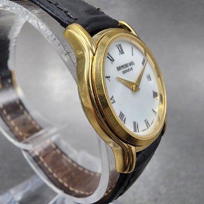 Raymond Weil Watch Women 24mm White Dial Gold Dial Date 5369 New Battery3