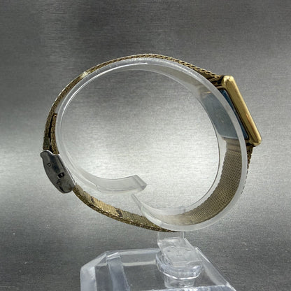 Seiko Tank Watch Women 18mm Champagne Dial Gold Tone 1400-5030 New Battery8