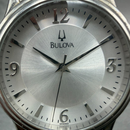 Bulova Watch Men 38mm Silver Dial Silver Tone Round 96A000 New Battery Vintage1