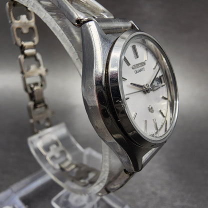 Citizen CQ Watch Women 24mm White Dial Steel Daydate Round 4-751671 New Battery