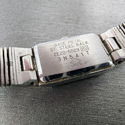 Seiko Tank Watch Women 12mm Silver Dial Silver Tone 2e20-5029 New Battery