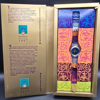 Swatch Access Avaton Watch Men 34mm Blue Dial Blue Case SKZ107 New Battery NOS1