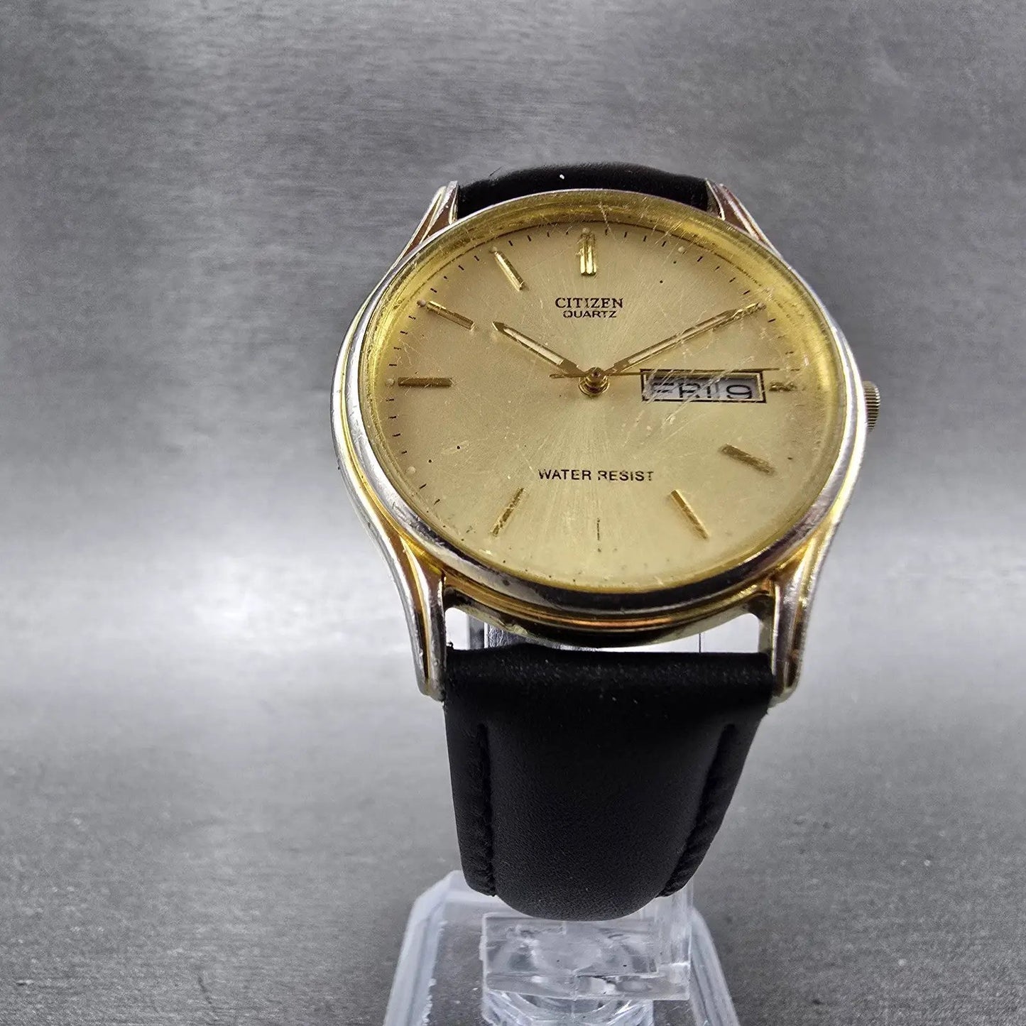 Citizen Watch Men 34mm Champagne Dial Gold Tone Daydate 6100-S38222 New Battery5