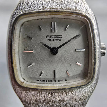 Seiko Watch Women 18mm Silver Dial Silver Tone Rectangle 2320-5269 New Battery1