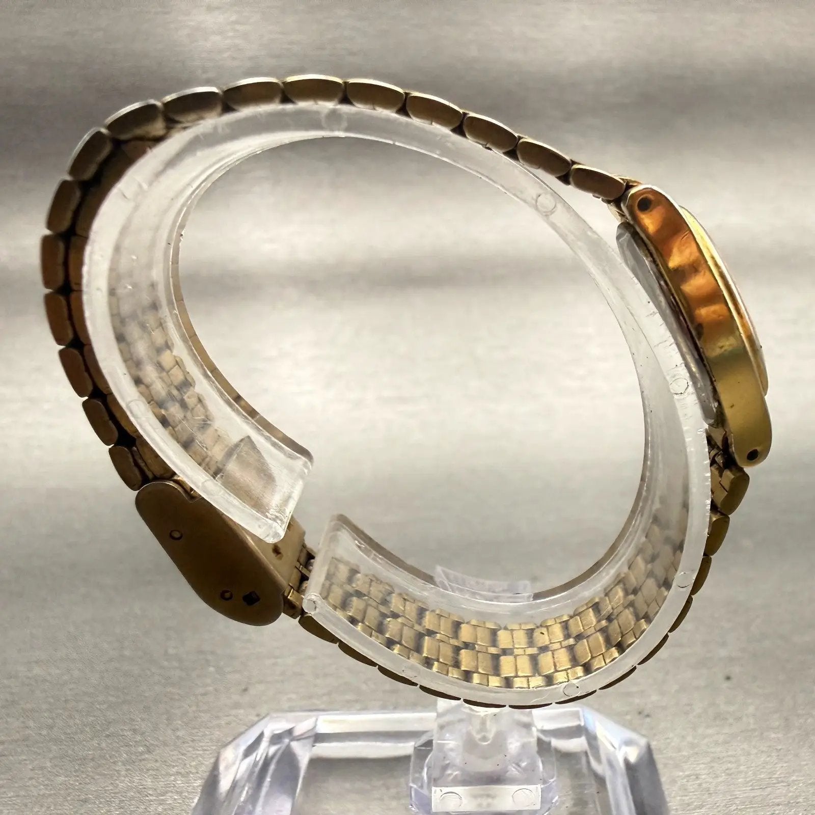 Seiko SX Watch Women 17mm Gold Dial Two Tone Oval V401-5101 New Battery Vintage8