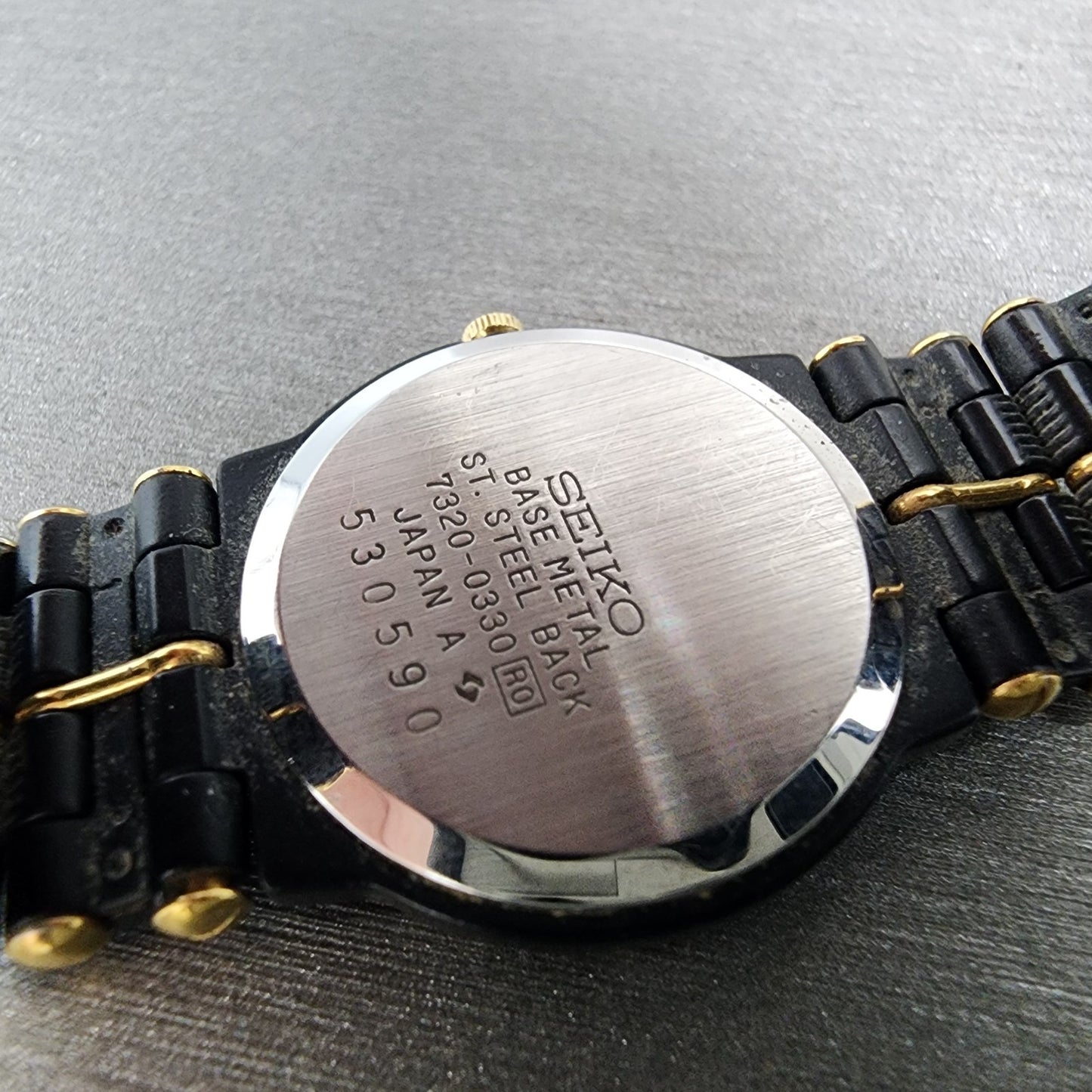 Seiko Watch Women 23mm Black Dial Black & Gold Tone Round 73200330 New Battery9