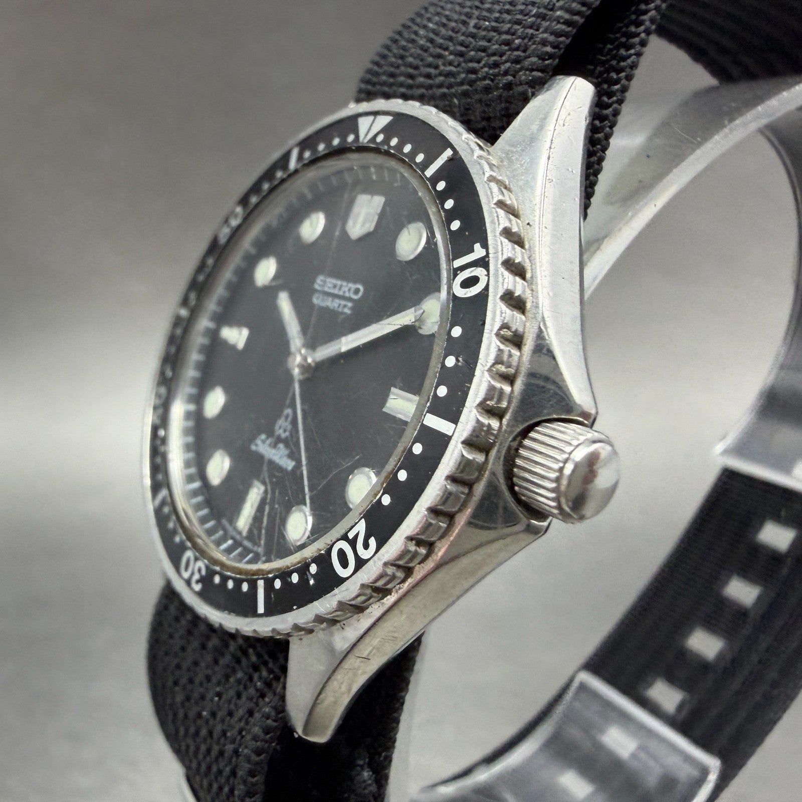 Seiko SilverWave Dive Watch Men 35mm Black Dial Silver Tone 6030-6000 NewBattery2