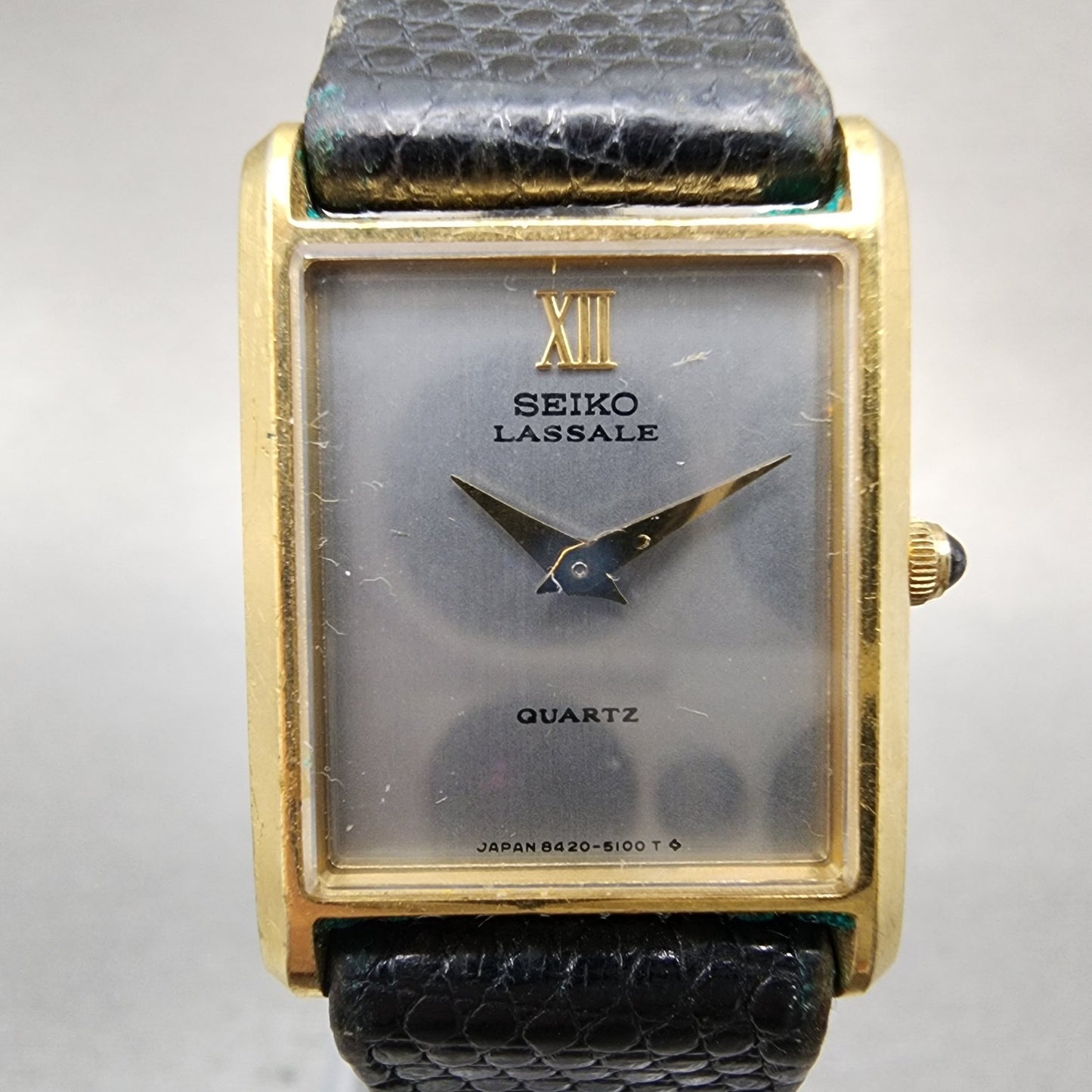 Seiko Lassale Tank Watch Women 18mm Silver Dial Gold Tone 84205099 New Bat1