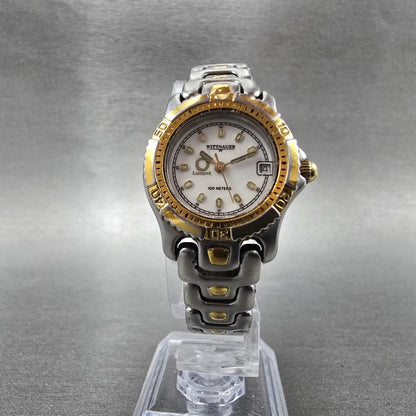 Wittnauer Dive Watch Women 24mm White Dial Two Tone Round SS25970703 New Battery5