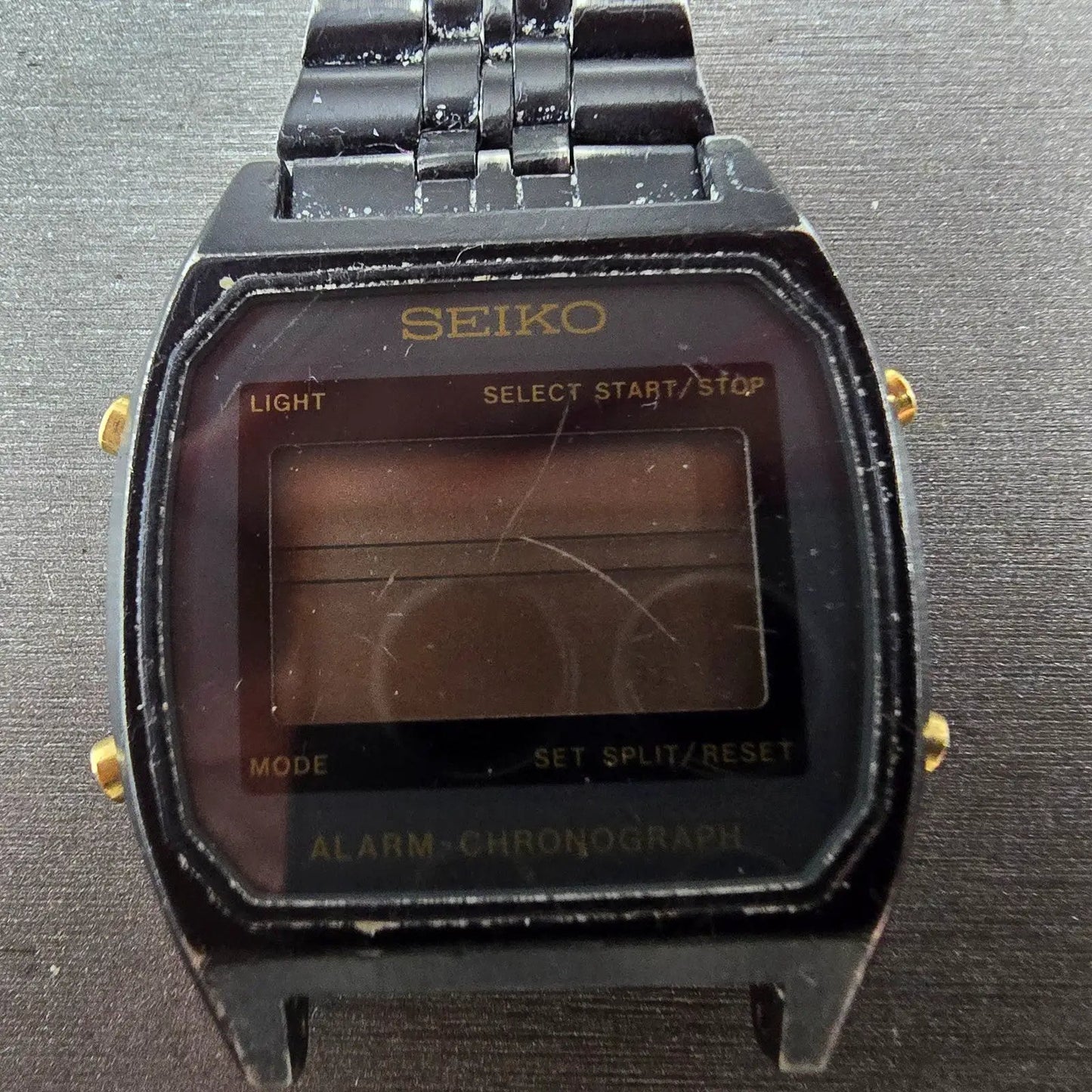 Seiko Digital Watch Men 33mm LCD Black Tone Alarm Chronograph A904-5019 PARTS2