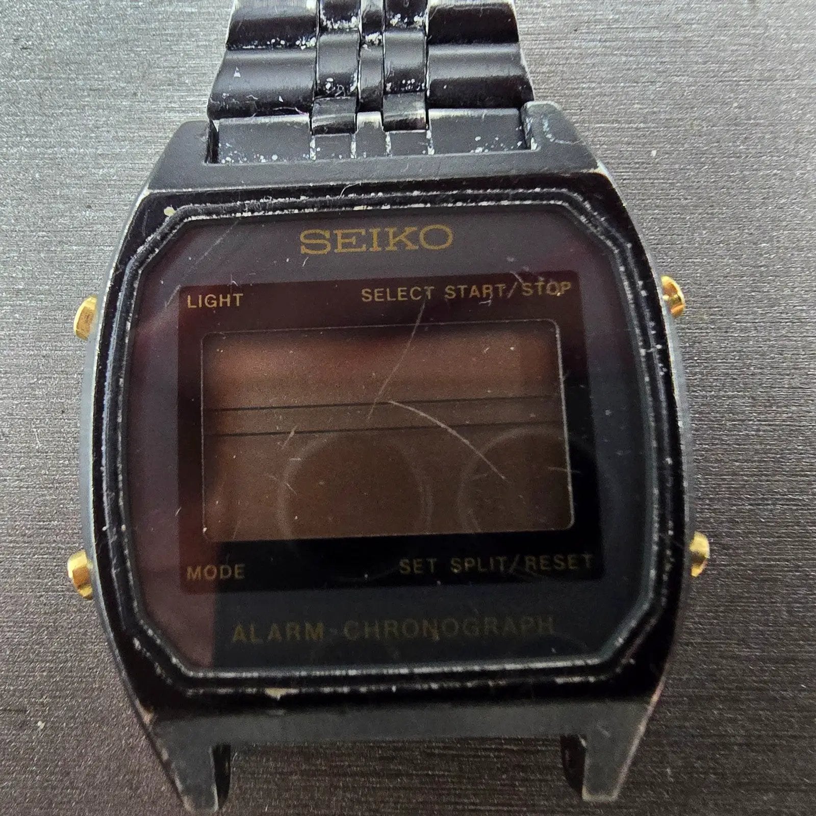 Seiko Digital Watch Men 33mm LCD Black Tone Alarm Chronograph A904-5019 PARTS2