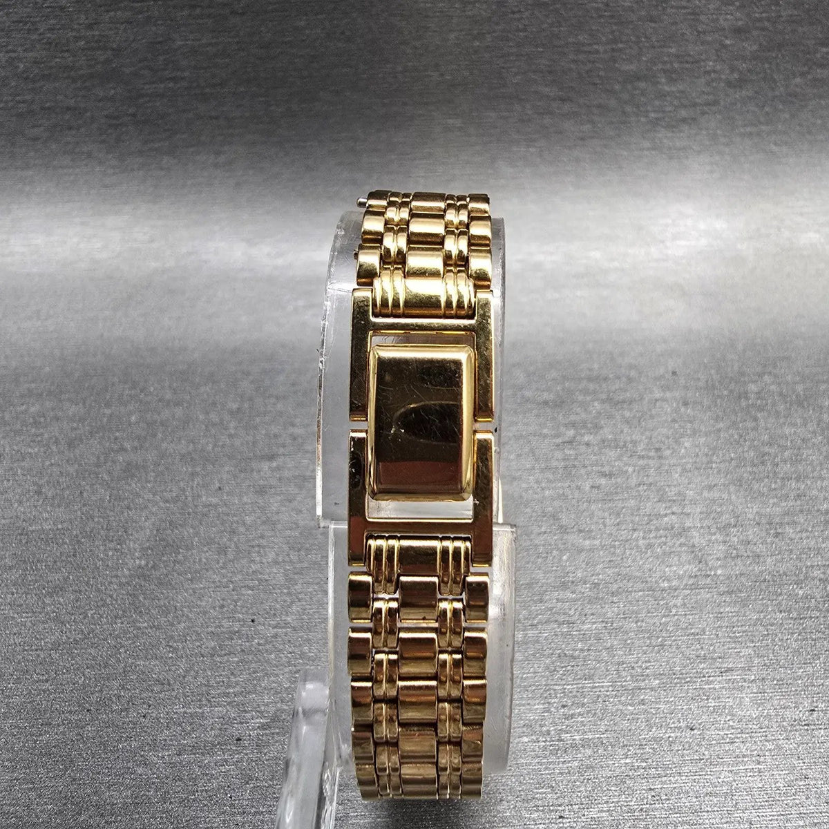 Seiko Tank Watch Women 17mm Champagne Dial Gold Rectangle V401-5129 NewBatt JEP47