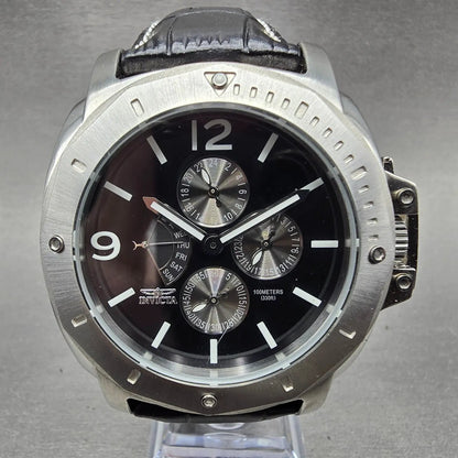 Invicta Dive Watch Men 45mm Black Dial Silver Tone Daydate 5774 New Battery0