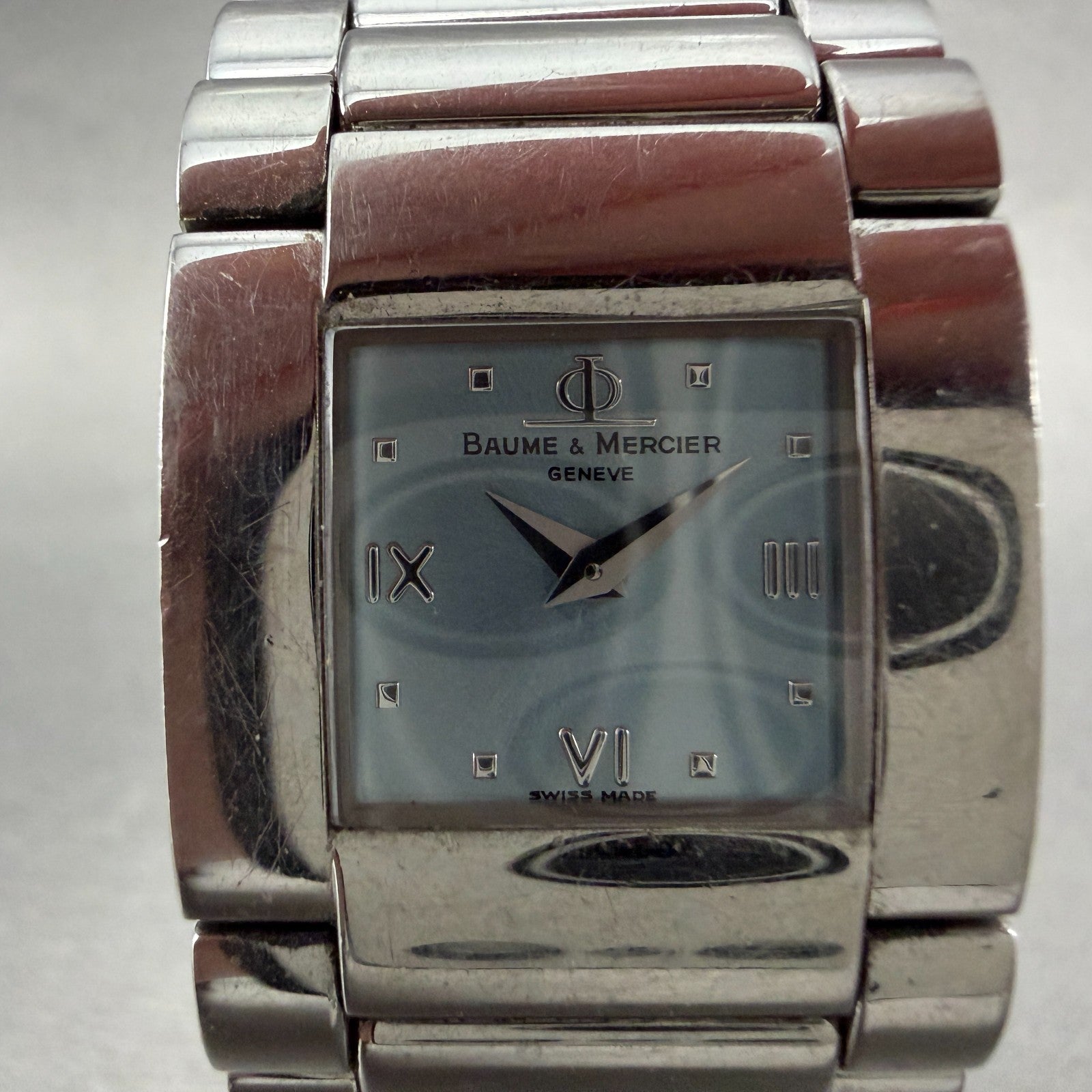 Baume Mercier Catwalk Watch Women 24mm Blue Dial Silver Tone Rectangle MV0451971