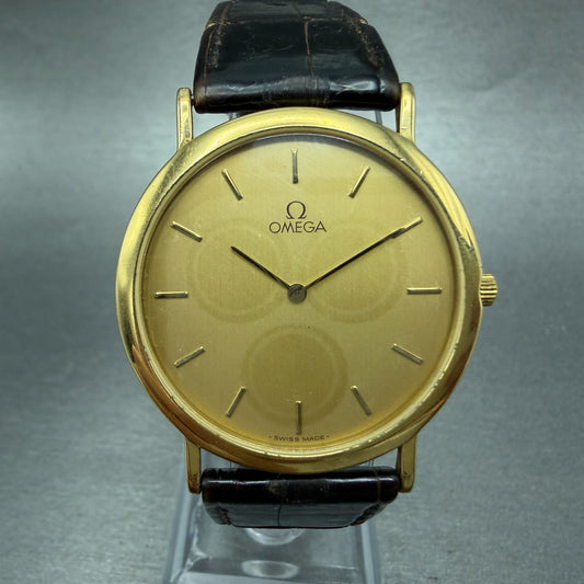 Omega De Ville Watch Men 32mm Gold Dial Gold Plated Cal1378 195.0075.2 PARTS0