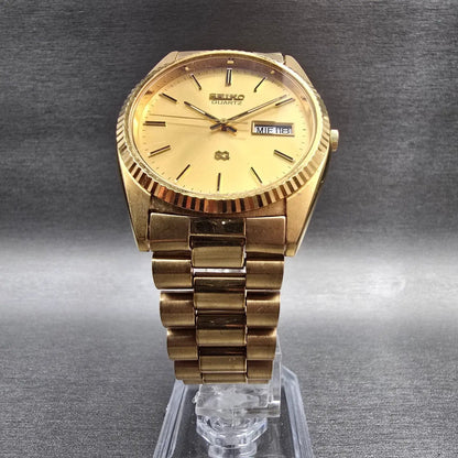 Seiko President Watch Men 35mm Gold Dial Gold Tone Daydate 5Y23-8A60 New Battery5