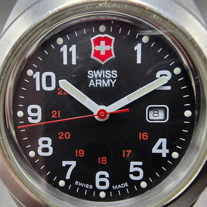 Victorinox Swiss Army Garrison Watch Women 34mm Black Dial Steel Date New Batt D1