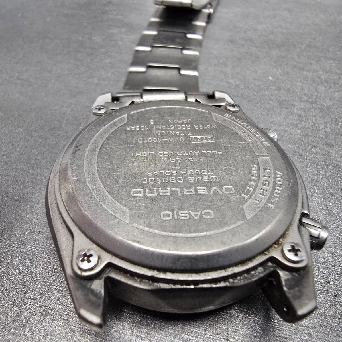 Casio Overland WTS Watch Men 39mm Gray Dial Titanium Date OVW-100TDJ  PARTS13
