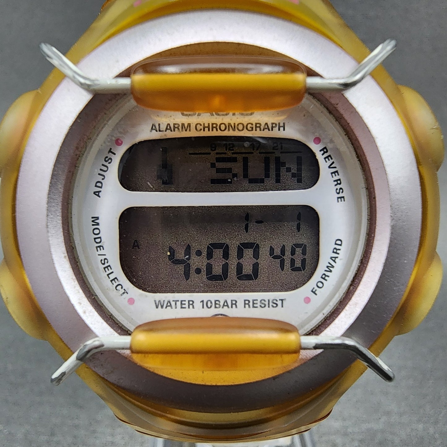 Casio baby G Watch Women 41mm Digital Clear Case Round Alarm Chrono New Battery1